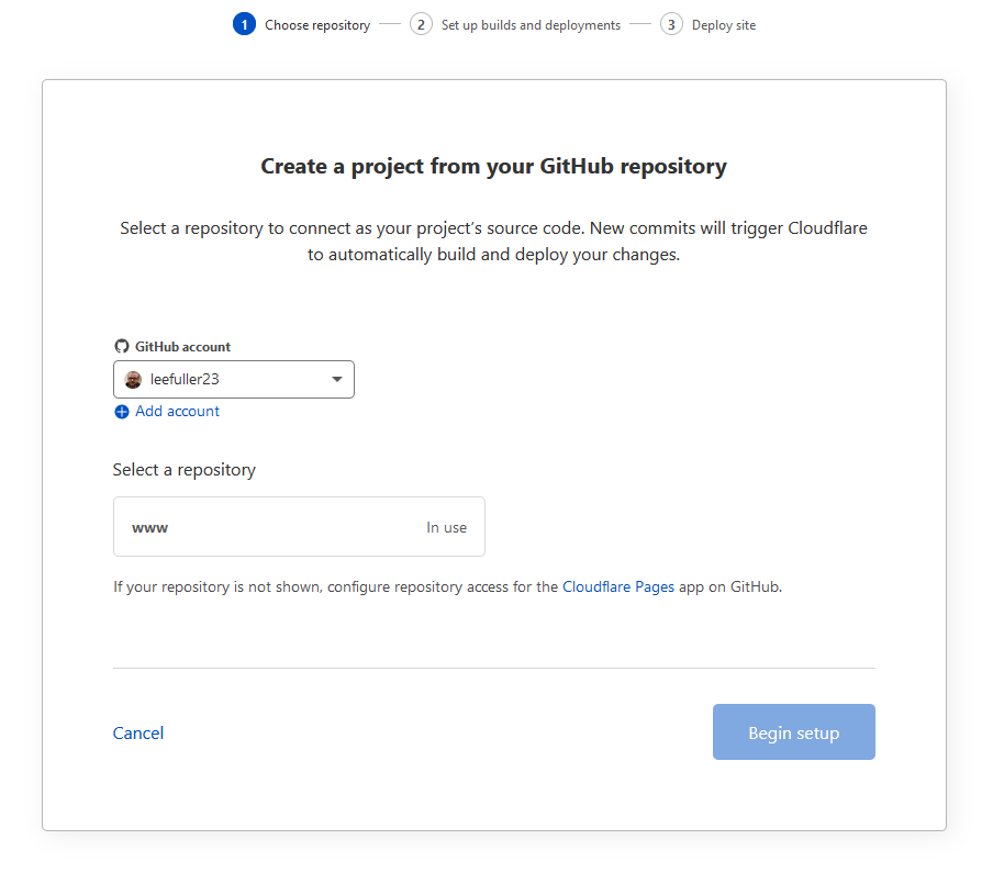 cloudfpare pages setup